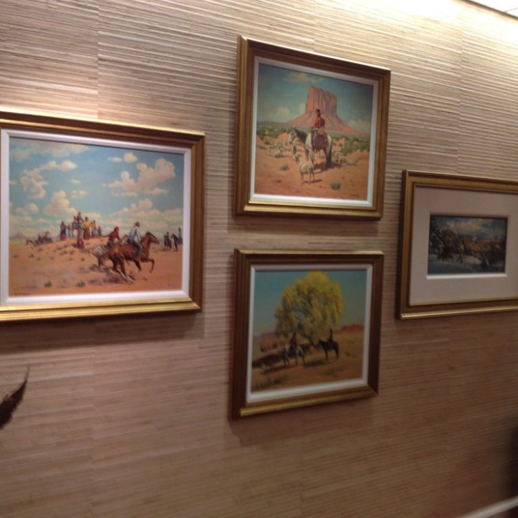 oil on canvas paintings displayed prior to art crating