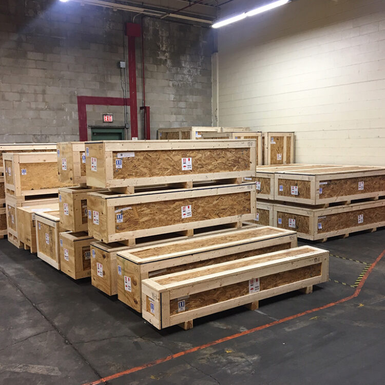 Sample of the hundreds of plant relocation crates prepped for international shipping to Belgium and China