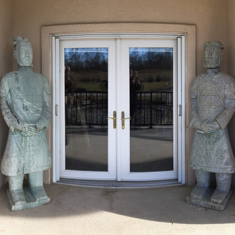 Two solid jadeite (a form of jade) statues within the origin residence