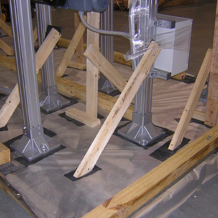 Each stand bolted down securely for assembly line shipping