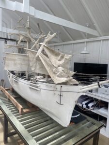 model ship in poor condition prior to restoration